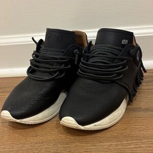 Esseutesse Designer Leather Fringe Black Sneakers Womens 36